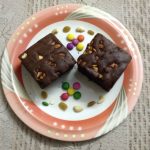Healthy Chocolate Peanut Butter Brownies with Nuts and Raisins